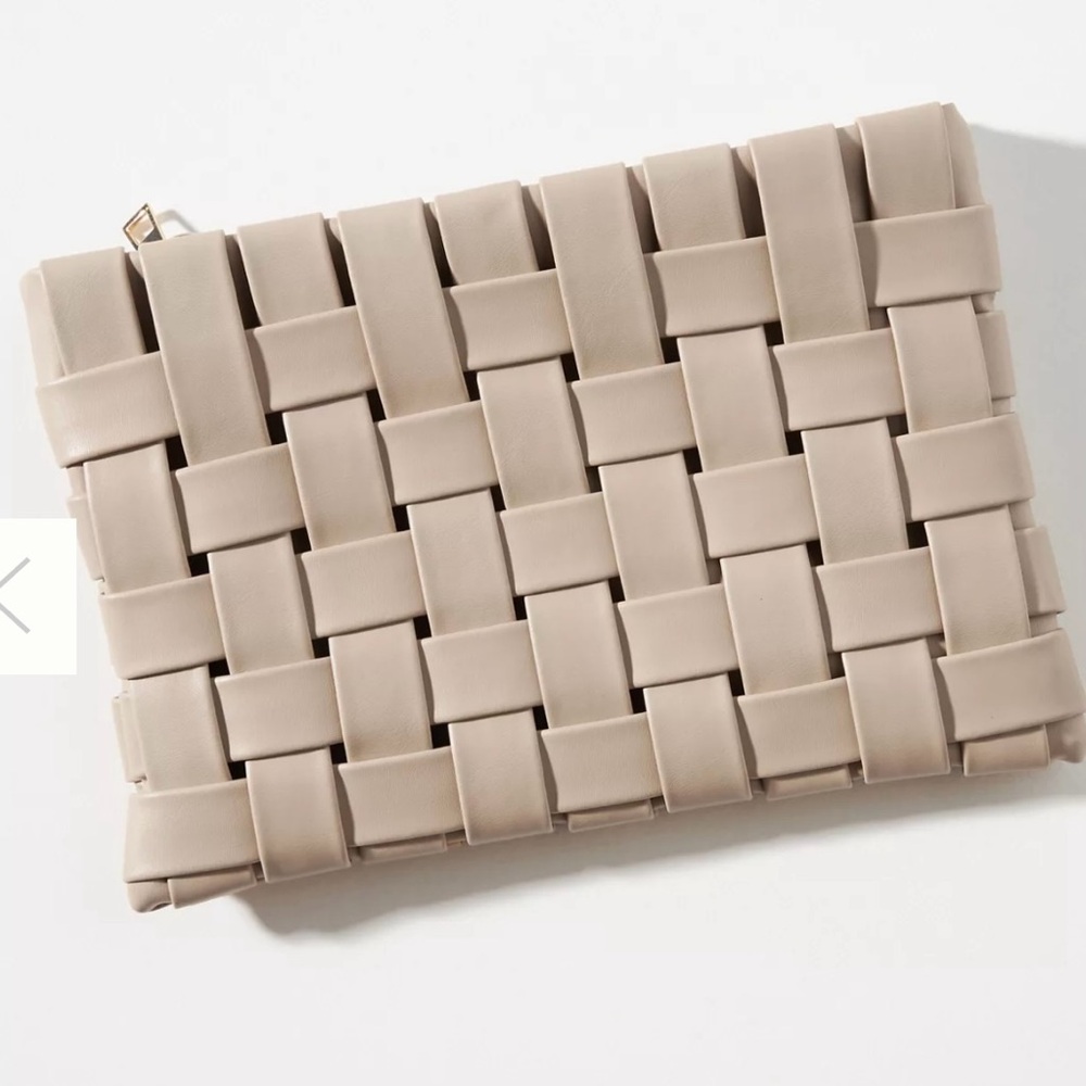 Anthropologie Lindy woven clutch taupe